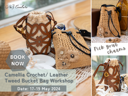 Camellia Crochet/ Leather Tweed Bucket Bag Workshop