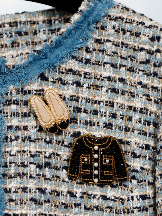 Swarovski Brooch-Tweed Jacket/ Dress